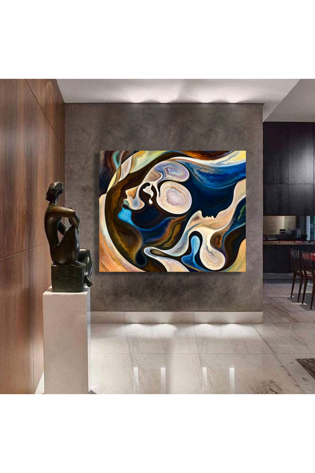 Korkmazkanvas İnsan Dokusu Serisi. İnsan Yüzü, Zengin Renkler, Kare Kanvas Tabl