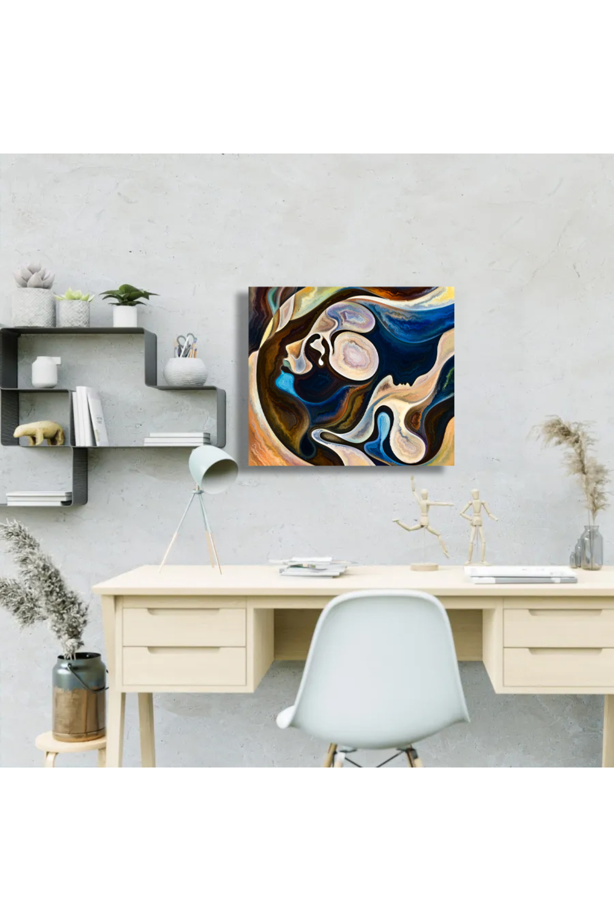 Korkmazkanvas İnsan Dokusu Serisi. İnsan Yüzü, Zengin Renkler, Kare Kanvas Tabl