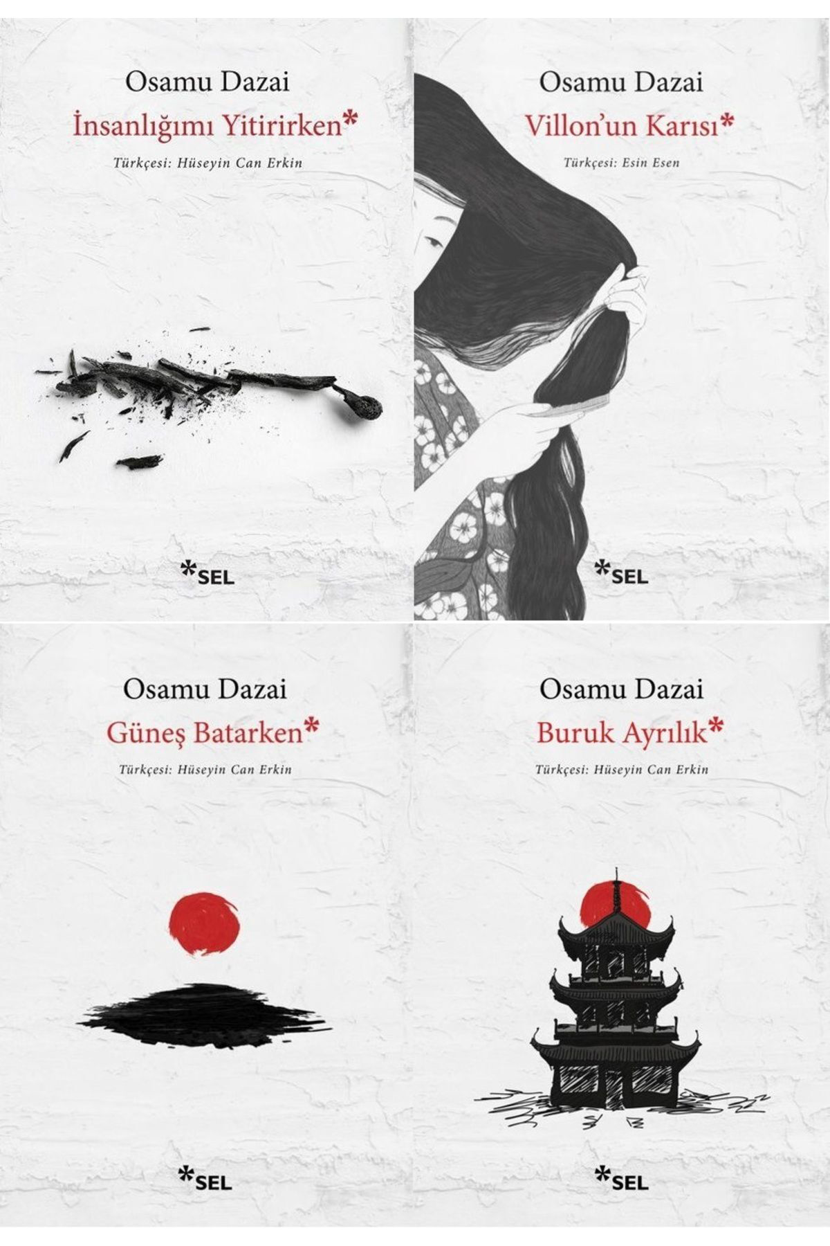 İnsanlığımı Yitirirken+Villon'un Karısı+Güneş Batarken+Buruk Ayrılık / Osami Dazai 4 Kitap Set