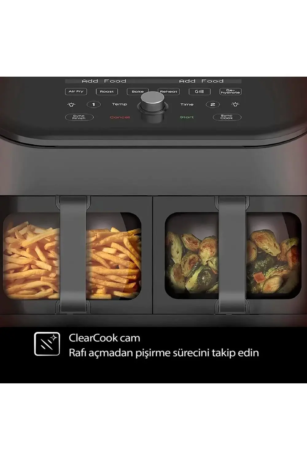 Instant Vortex Plus AirFryer, 7.6 L , Çift Sepet, ClearCook Cam T