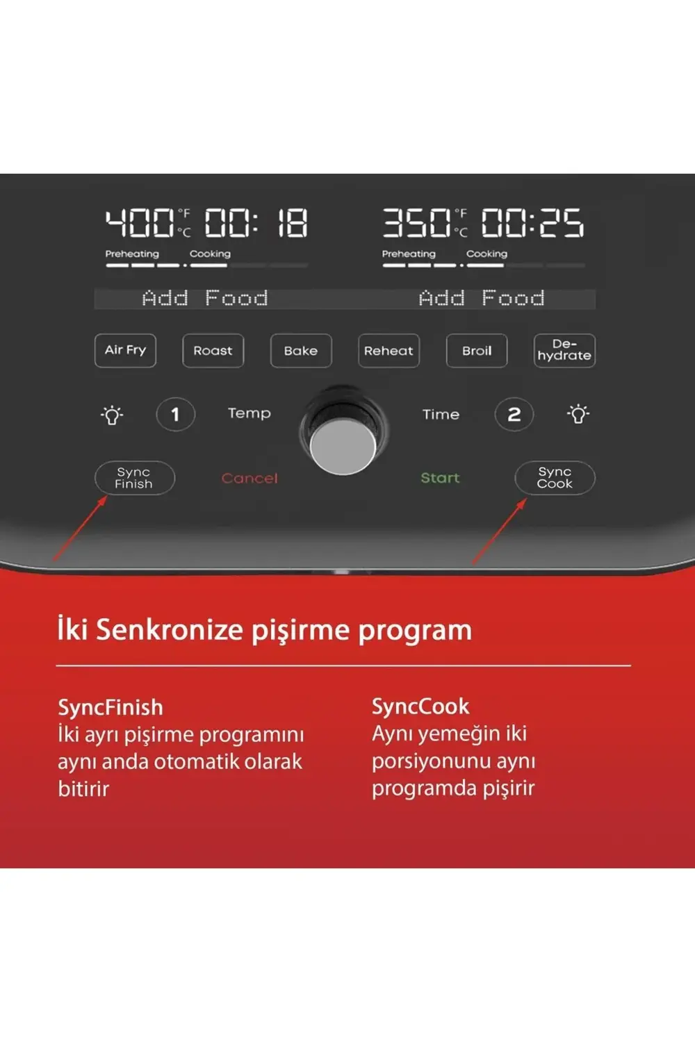 Instant Vortex Plus AirFryer, 7.6 L , Çift Sepet, ClearCook Cam T