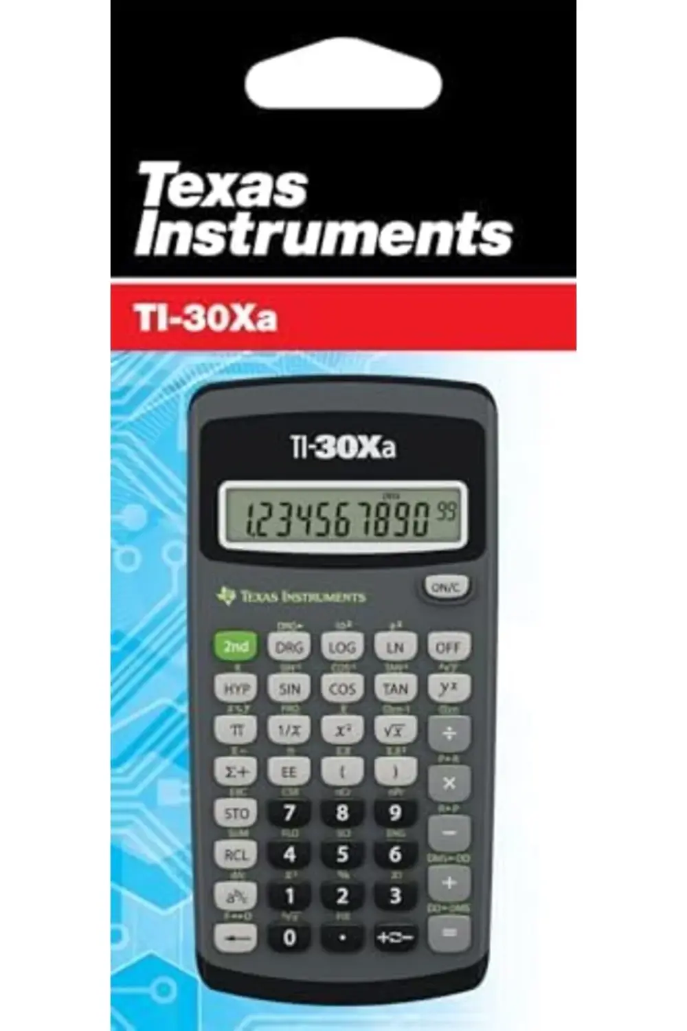 Instruments TI-30 Xa okul hesap makinesi (tek satırlı, 10 haneli,