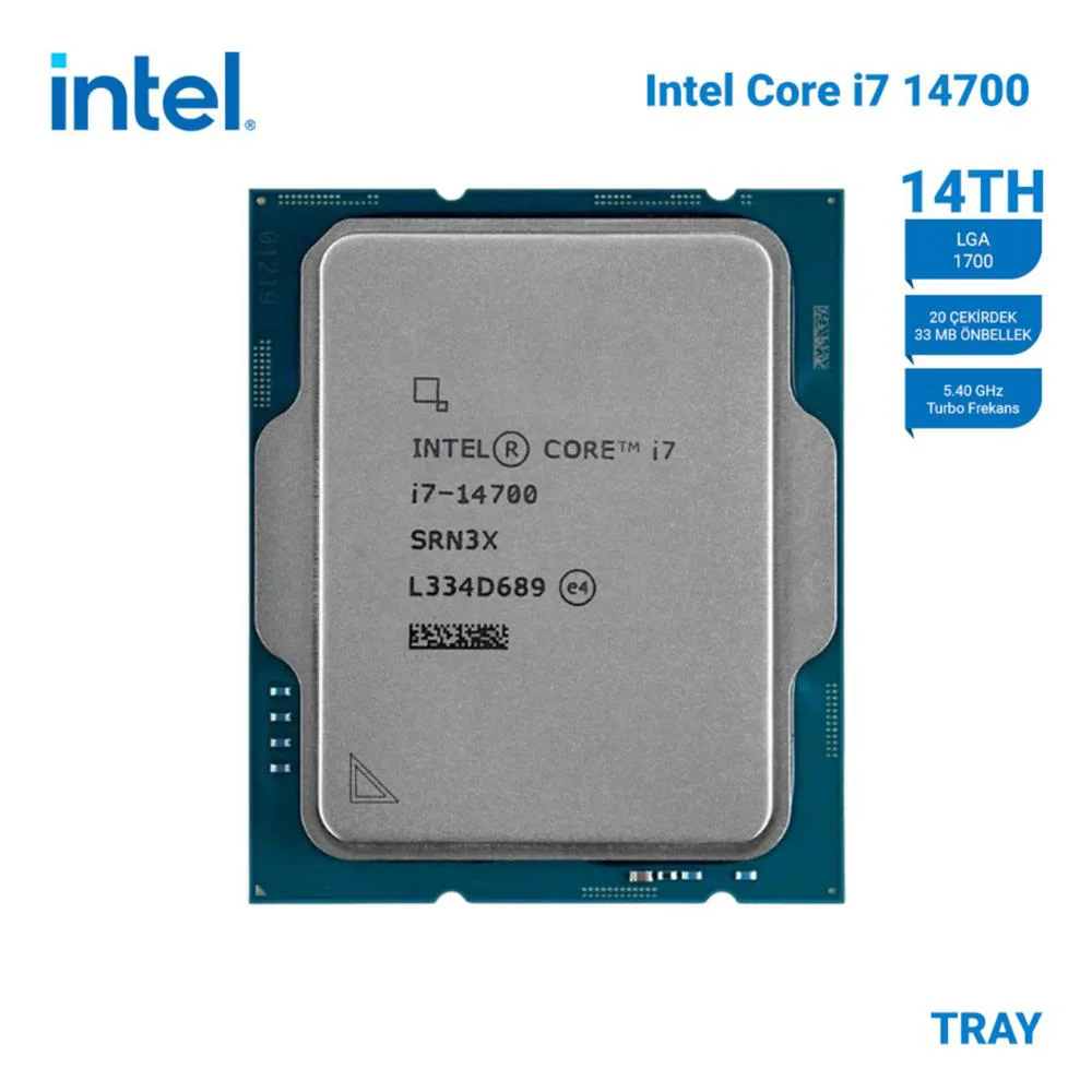 Intel Core i7 14700 TRAY 2.1GHz 20 Çekirdek 33MB Akıllı Önbellek 