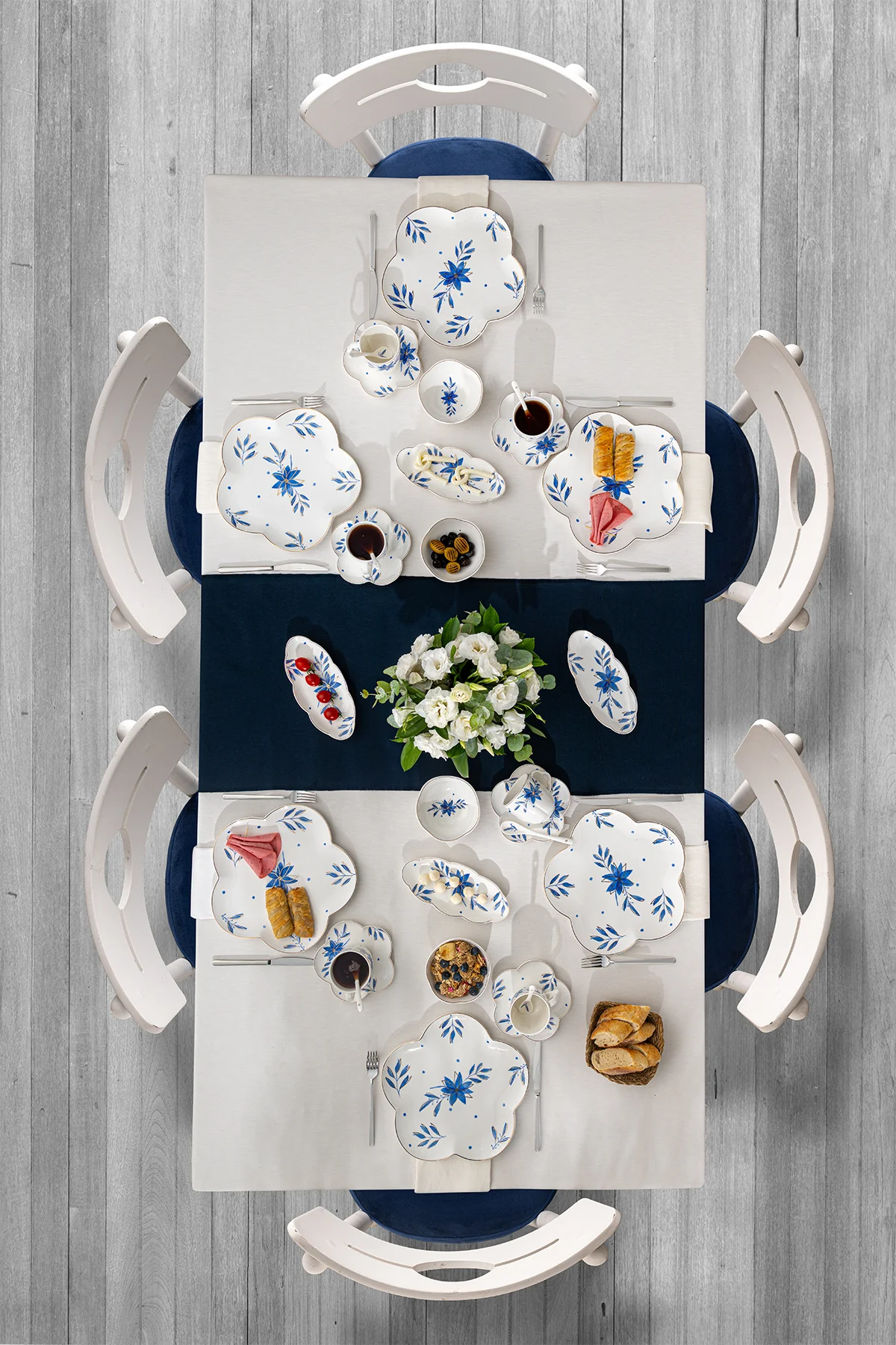 İntense Blue Porselen 32 Parça 6 Kişilik Kahvaltı / Servis Takımı