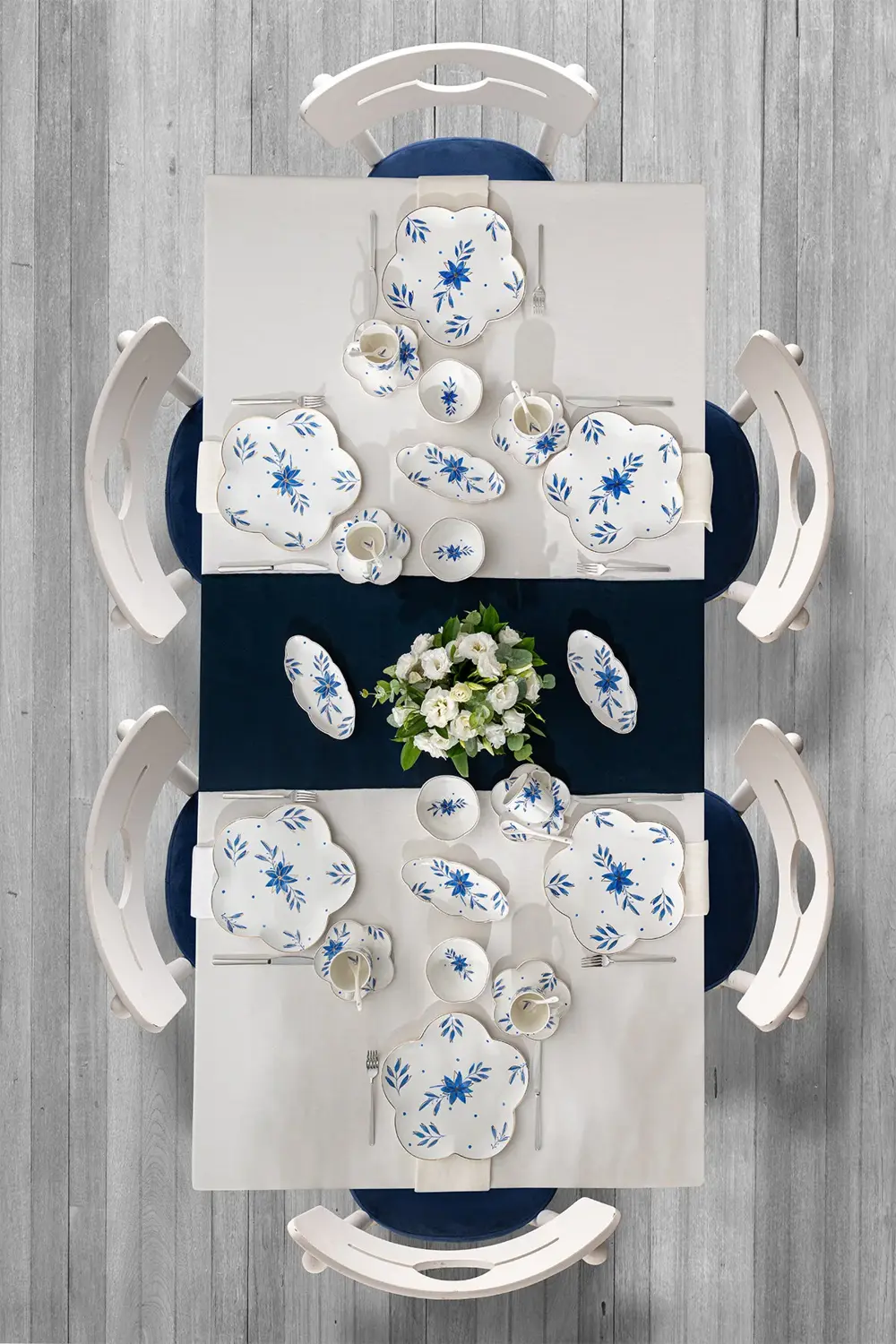 İntense Blue Porselen 32 Parça 6 Kişilik Kahvaltı / Servis Takımı