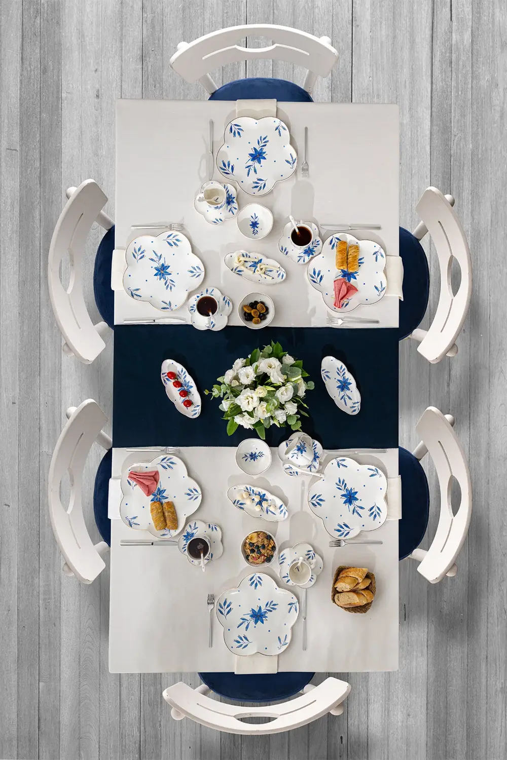 İntense Blue Porselen 32 Parça 6 Kişilik Kahvaltı / Servis Takımı