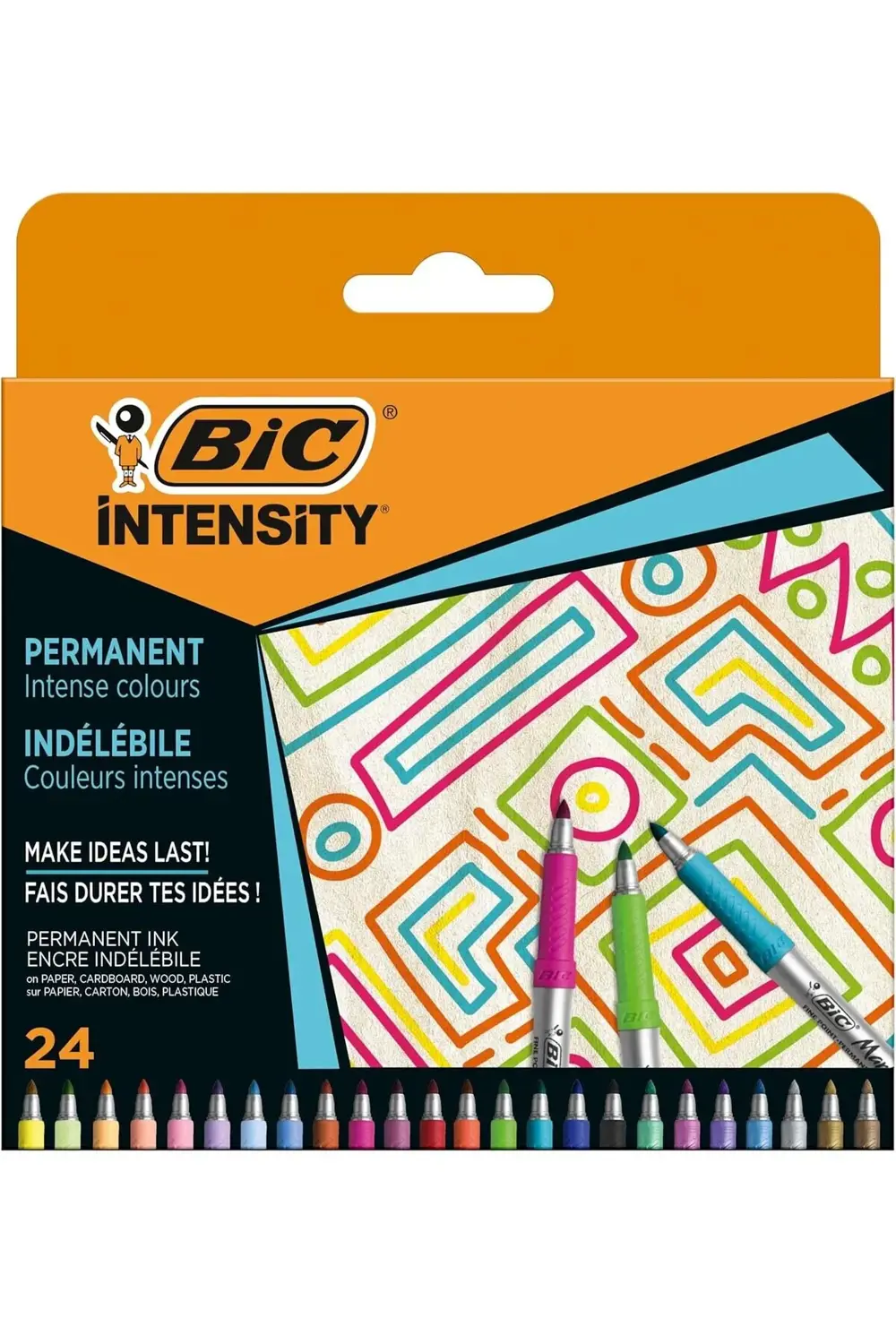 Intensity Permanent Kalıcı Markör 24'lü Kutu, 24 Canlı Renk, Kauç