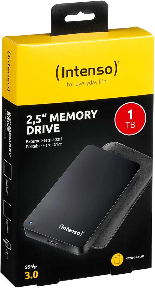 Intenso 1TB 2.5" USB 3.0 Taşınabilir Disk Siyah (6023560) + Deri 