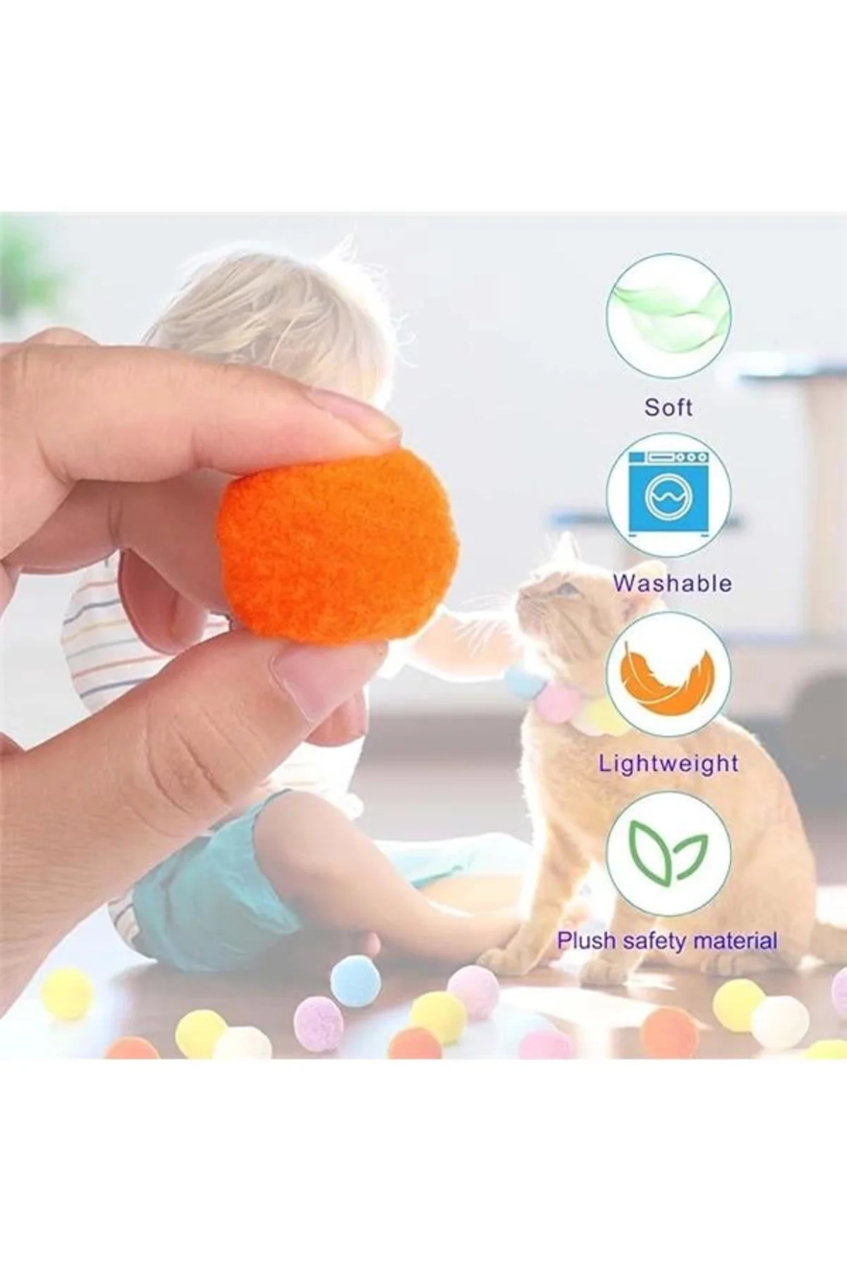 İnteraktif Kedi Oyun Tabancası - Peluş Toplarla Eğlenceli Oyun Zamanı, Ekstra Peluş Toplar
