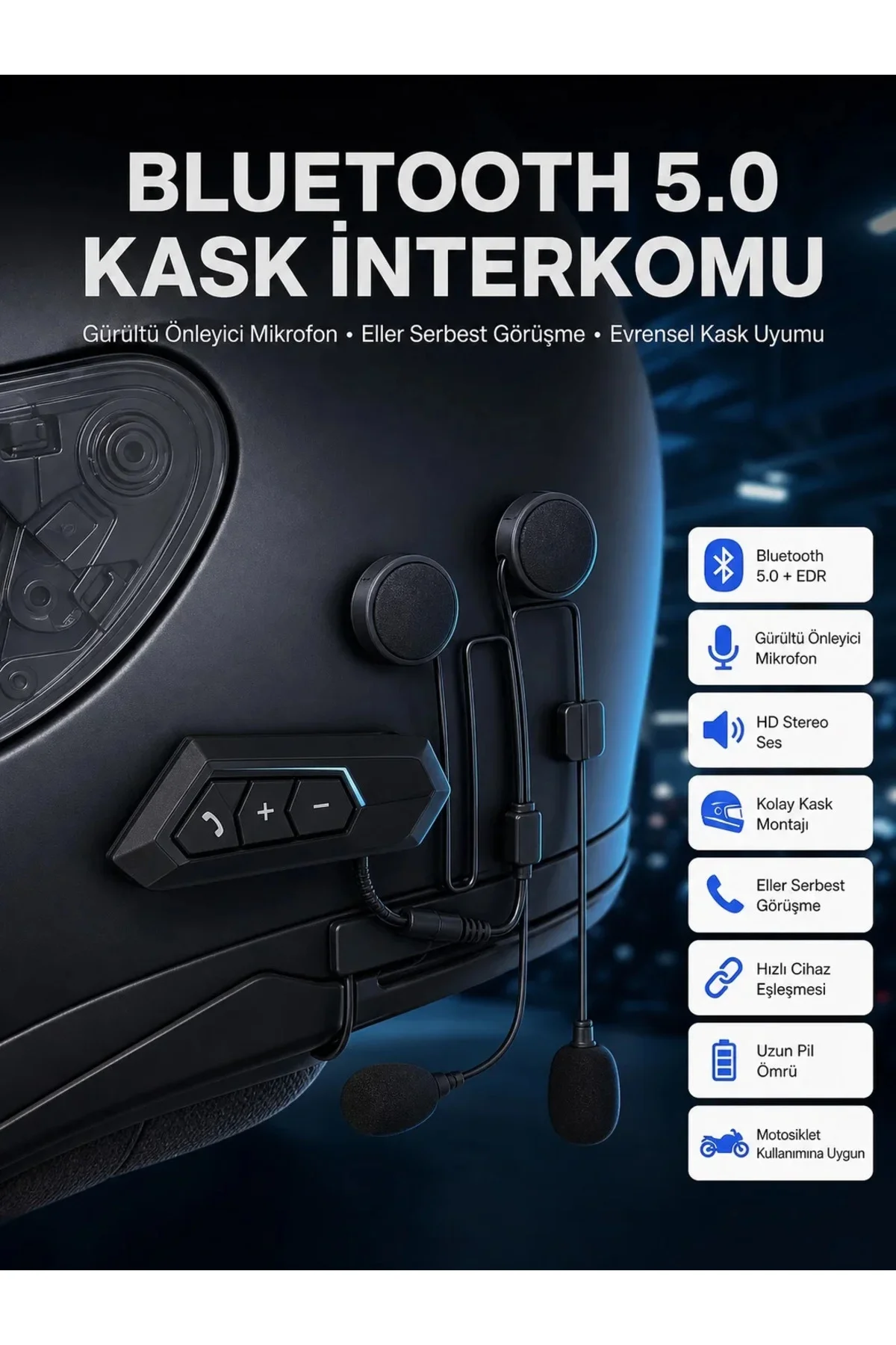 Intercom Bluetooth Kask Kulaklık Motosiklet Kulaklık 5.0 Bluetooth Intercom Bluetooth Kask Kulaklık Motosiklet Kulaklık 5.0 Bluetooth