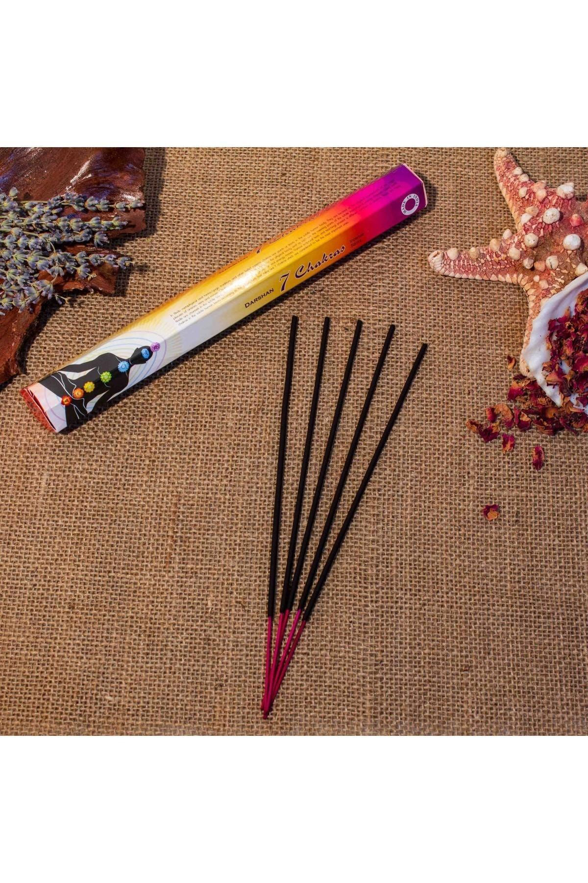 Darshan İnternational 7 Chakras Hexa 20'Li Çubuk Tütsü (1 Saate Kadar Yan