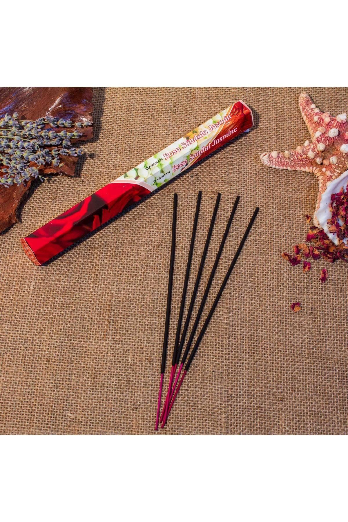 Darshan İnternational Rose Sandal Jasmine Hexa 20'Li Çubuk Tütsü (1 Saate