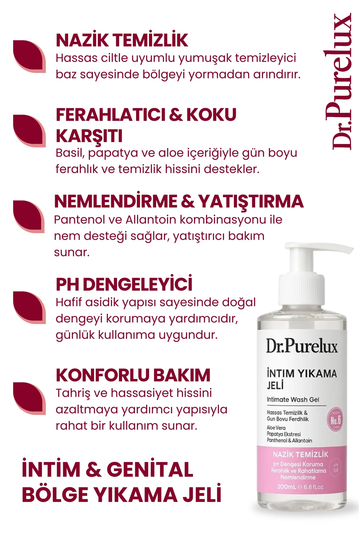 İntim Yıkama Jeli – Hassas Bölge İçin Yatıştırıcı, Ph Koruma, Naz