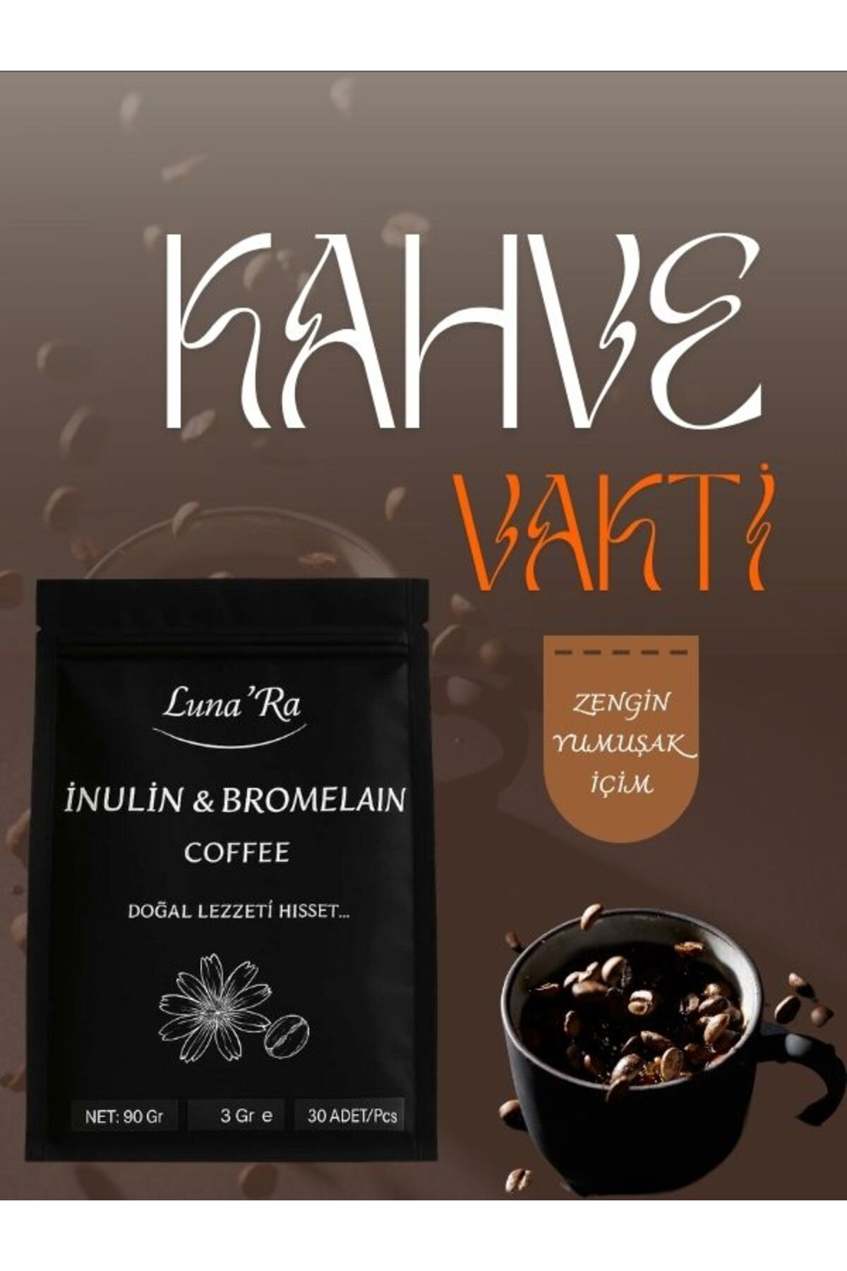 Lunara Desing İnülin Ve Bromelain Coffee 2 Adet- 30 Şase Detox Kahve