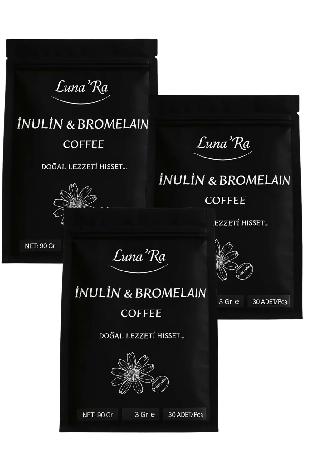 Lunara Desing İnülin Ve Bromelain Coffee 3 Adet- 30 Şase Detox Kahve