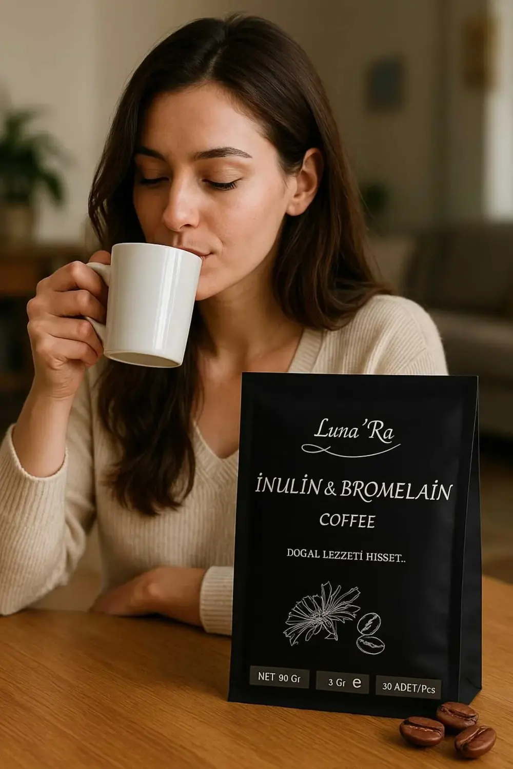 Lunara Desing İnülin Ve Bromelain Coffee 3 Adet- 30 Şase Detox Kahve