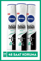 Invısıble Black&whıte Fresh Sprey Deodorant 150ml Kadın 3'lü Pake Invısıble Black&whıte Fresh Sprey Deodorant 150ml Kadın 3'lü Pake