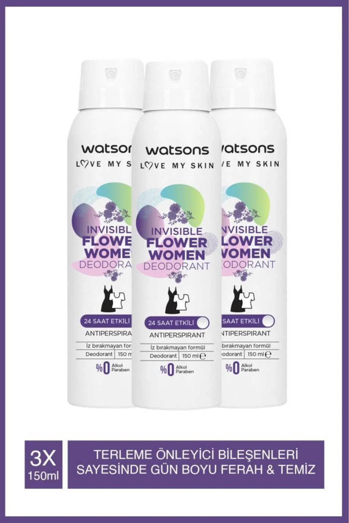 Invisible Flower Deodorant Sprey 3x150ml