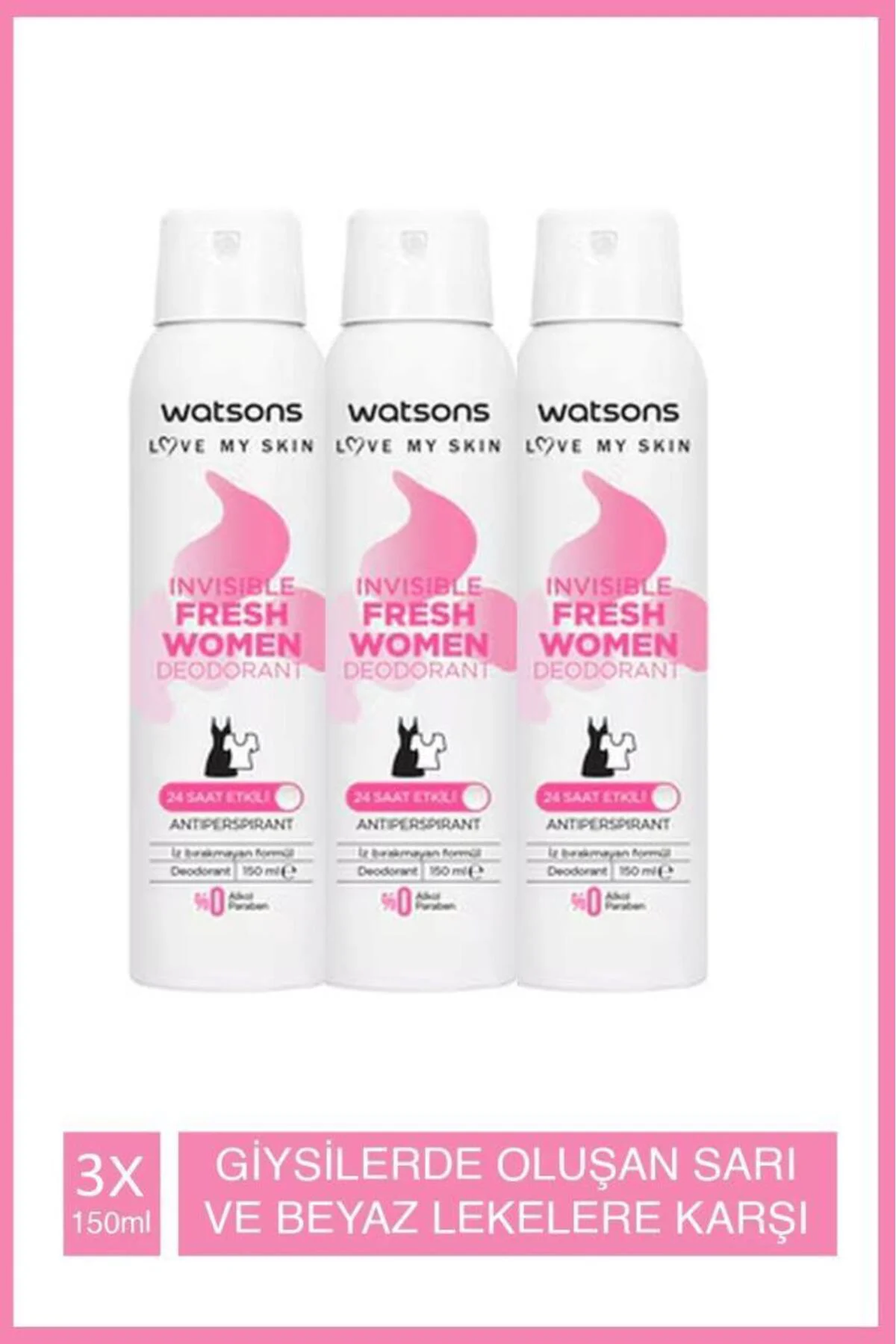 Invisible Fresh Pudralı Deodorant Sprey 3x150ml