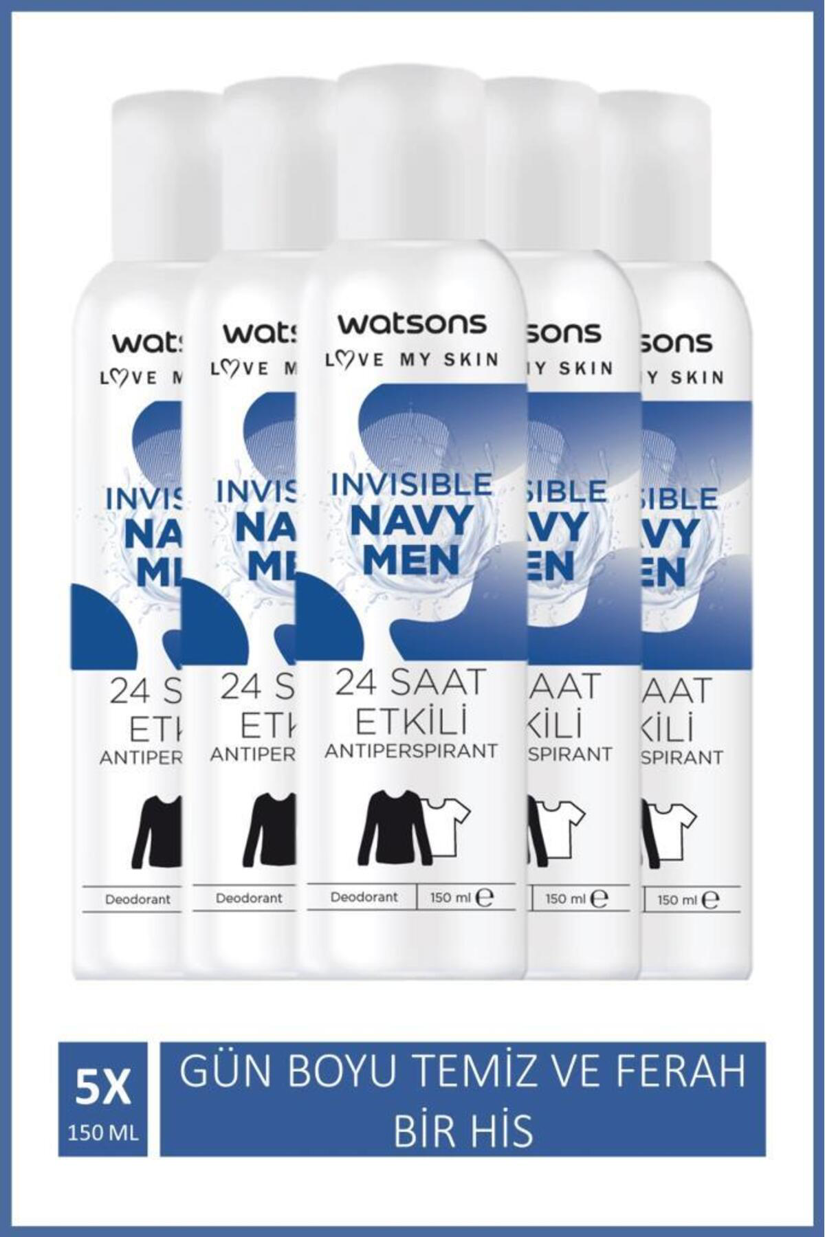 Invisible Navy Men Deodorant 5x150ml