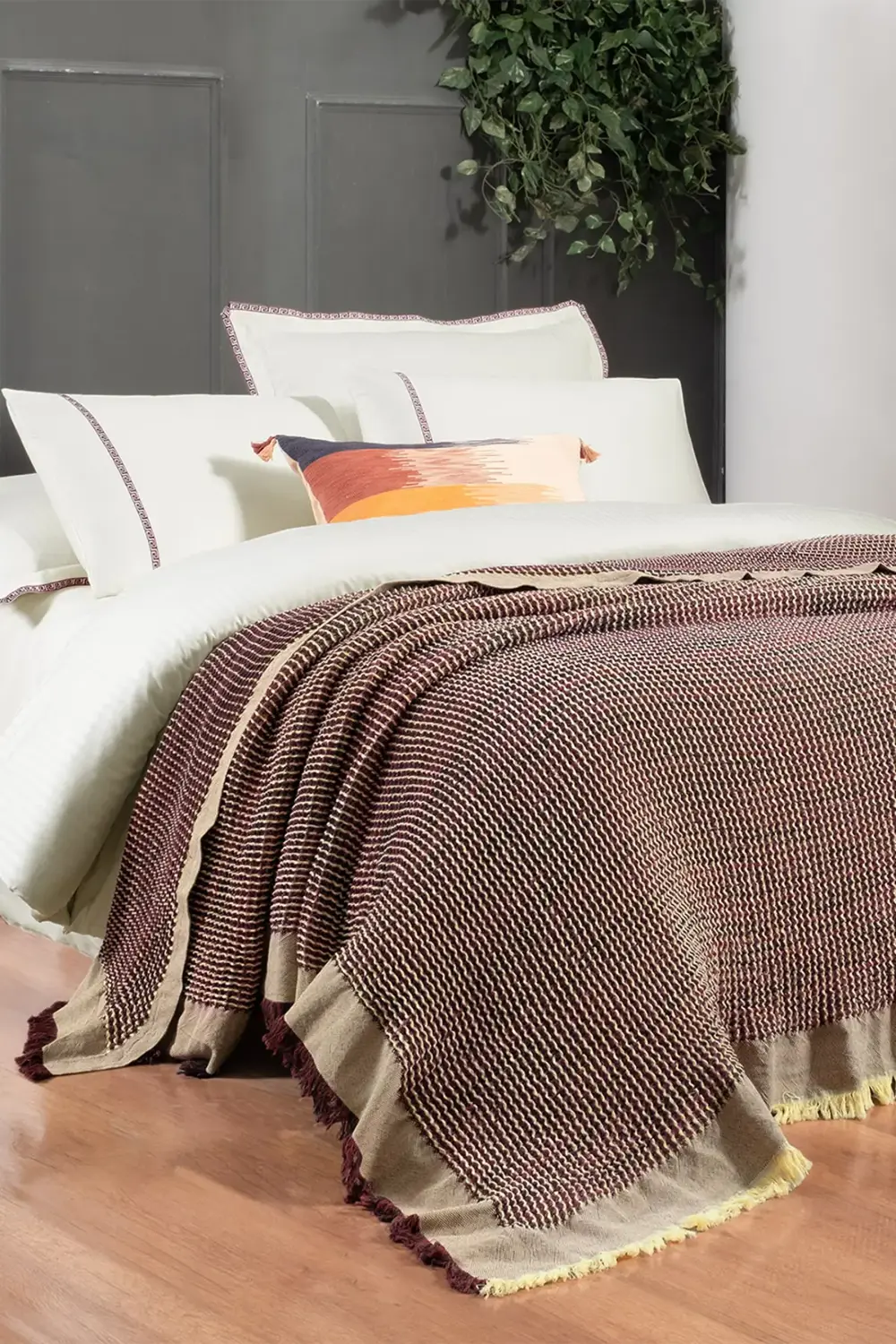 Sarev İona Çift Kişilik %100 Pamuk Nevresim Takımı Ve Yatak Örtüsü Seti