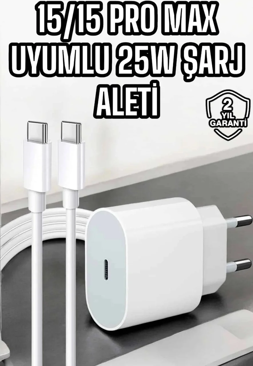 İos Uyumlu Type-c Girişli Hızlı Şarj 15/15 Pro Max Adaptör Ve Kab