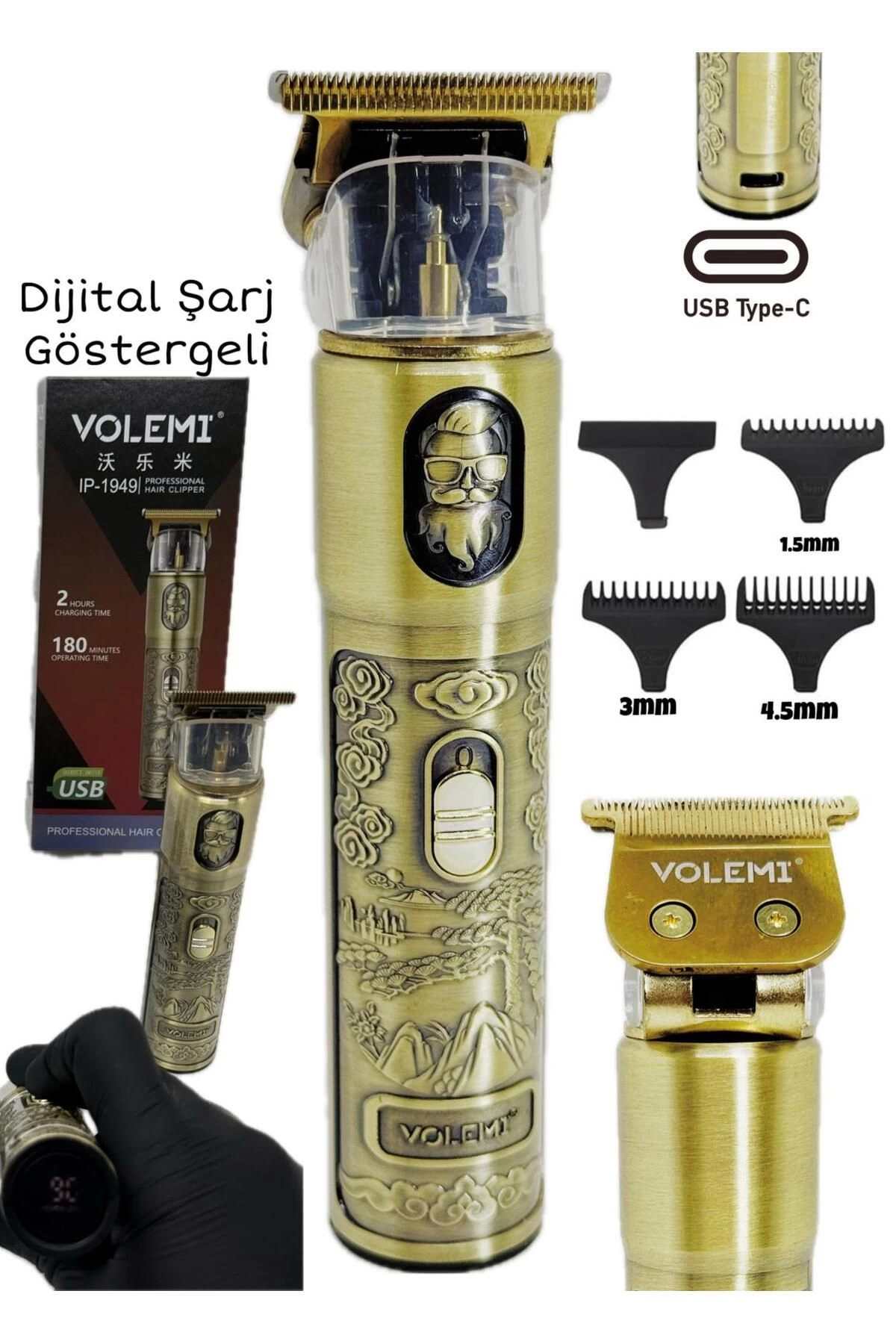 Just Cheap Store İp-1949 Şarj Göstergeli Sakal Lazer Öncesi Vücut Ense Çizim Kişis