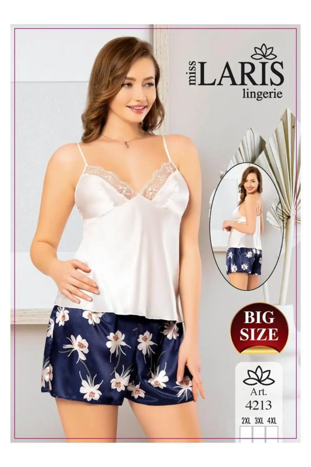 İP ASKILI BÜYÜK BEDEN SATEN SHORT TAKIM