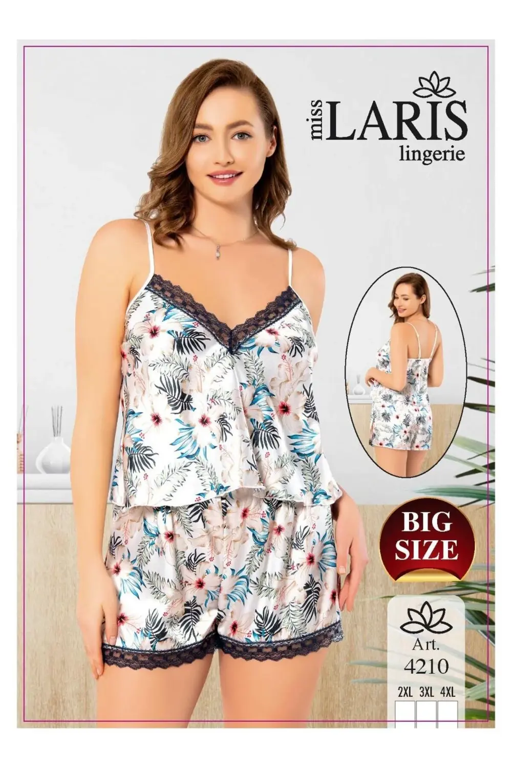 İP ASKILI BÜYÜK BEDEN SATEN SHORT TAKIM