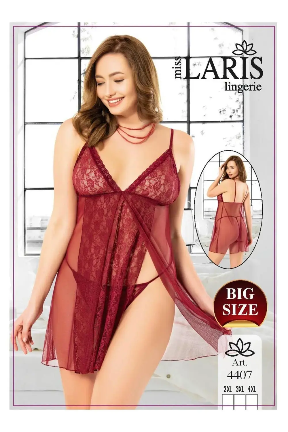 İP ASKILI BÜYÜK BEDEN TÜL GECELİK TAKIM