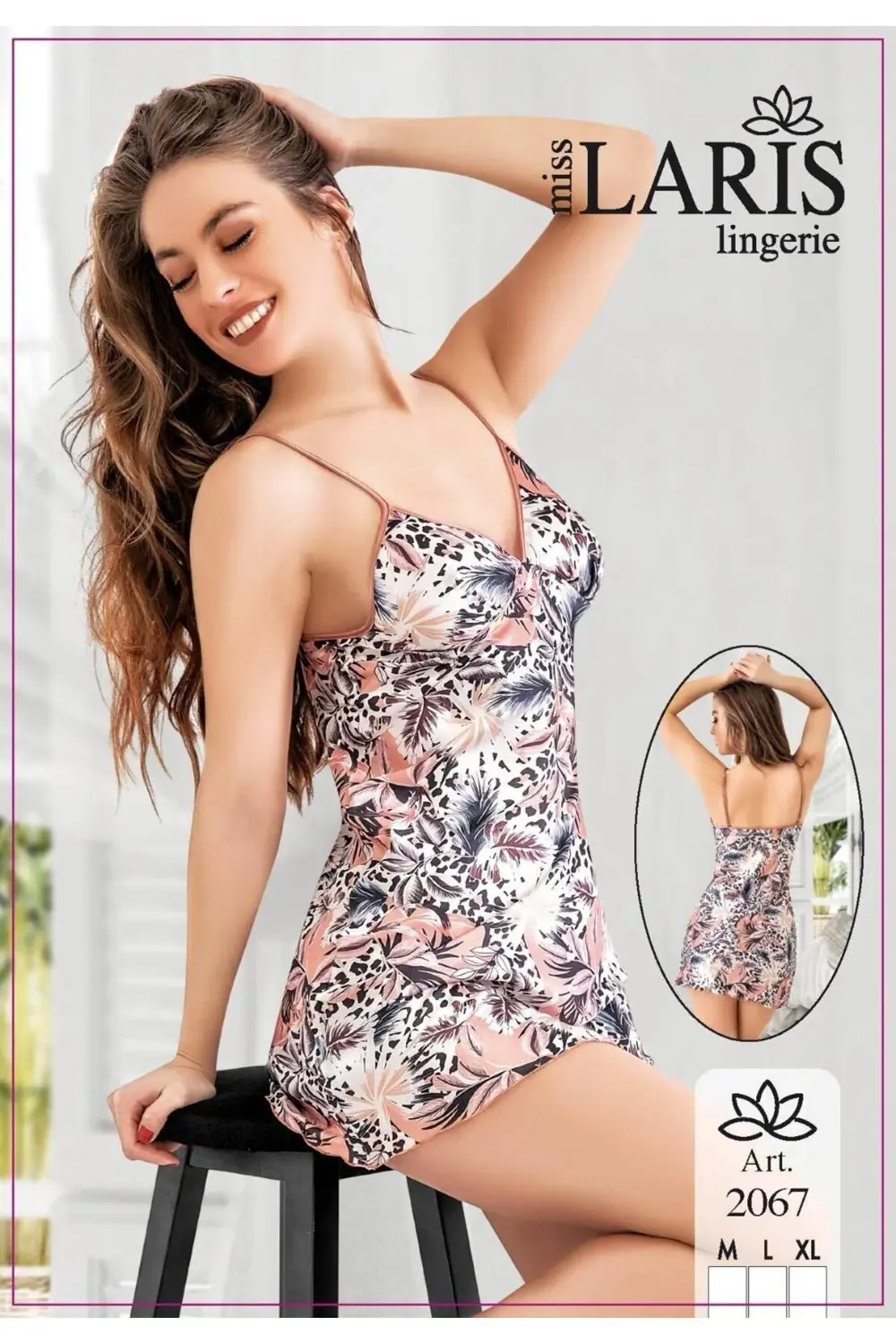 İP ASKILI SATEN BASKILI GECELİK