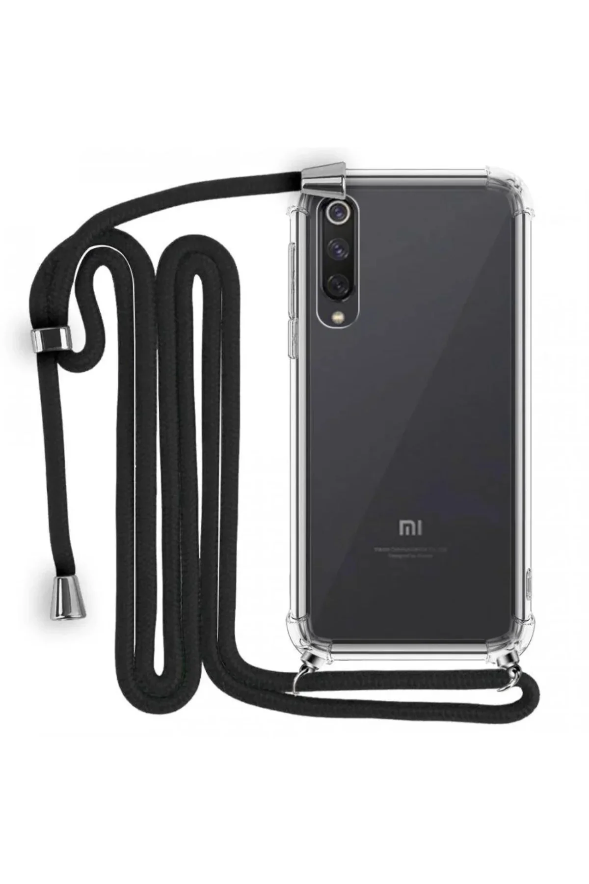İp Askılı Tank Şeffaf Kılıf Xiaomi Mi 9 SE Siyah