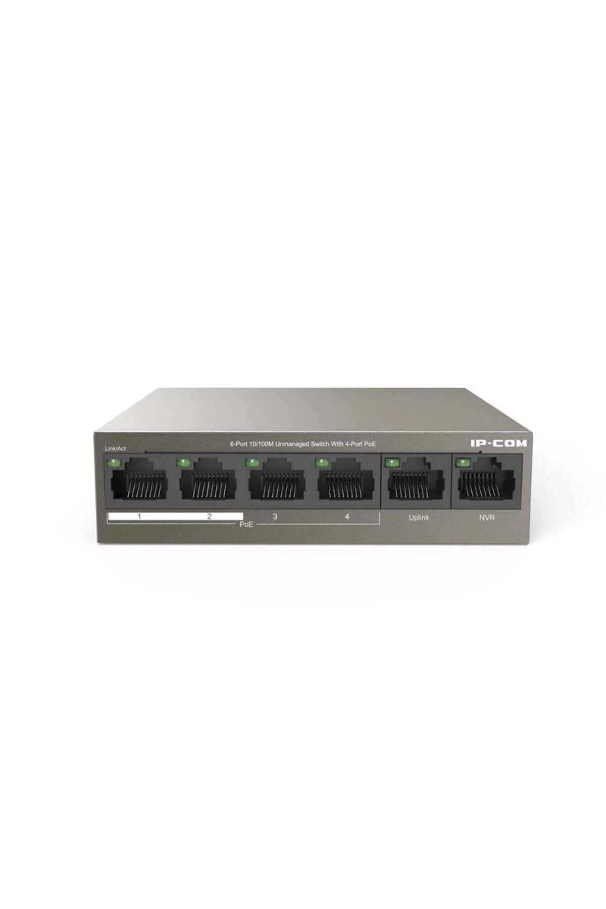 Ip-Com F1106P-4-63W 4 Port 10/100+2X10/100 Uplink Metal Kasa 58W 