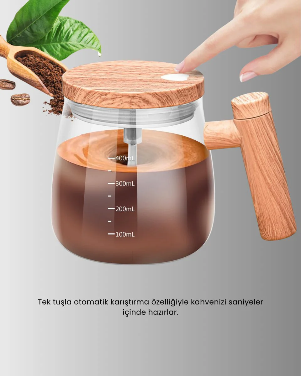 IP6 Su Geçirmez Şarjlı Kupa – 3D Karıştırma Sabit Sıcaklık 400 ml