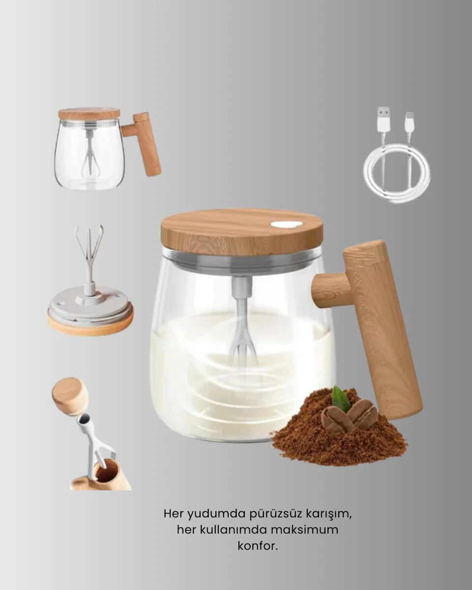 IP6 Su Geçirmez Şarjlı Kupa – 3D Karıştırma Sabit Sıcaklık 400 ml