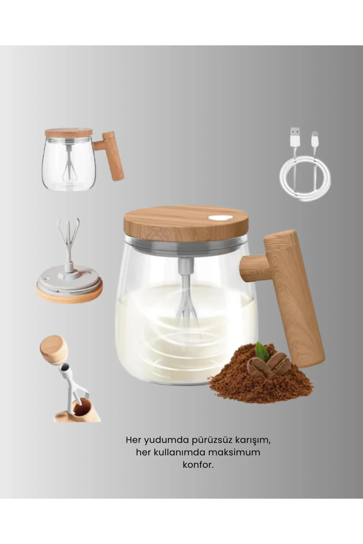 Ip6 Su Sızdırmaz Şarjlı Kupa 3D Karıştırma, 400 Ml Yeni Nesil Ip6 Su Sızdırmaz Şarjlı Kupa 3D Karıştırma, 400 Ml Yeni Nesil - Görsel 5
