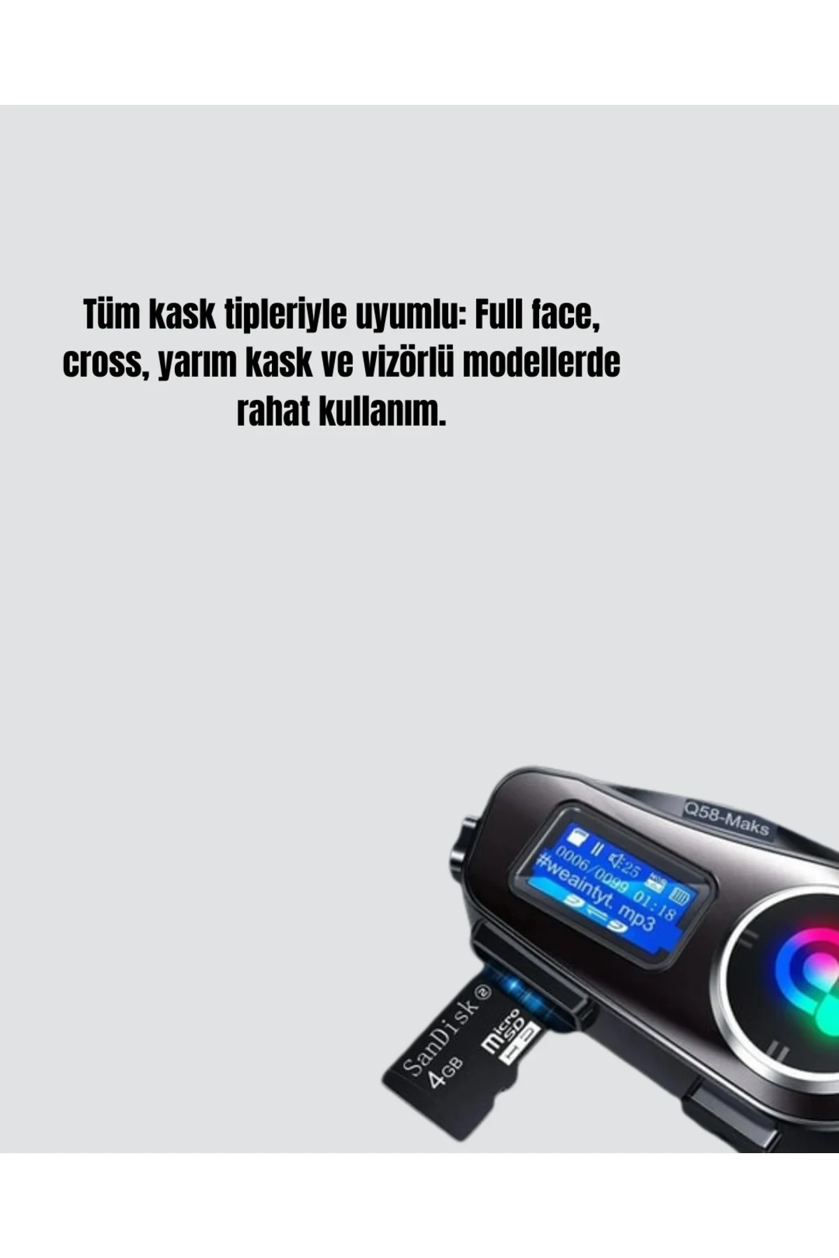 IP65 Suya Dayanıklı Kask Bluetooth Kulaklık LCD Ekranlı
