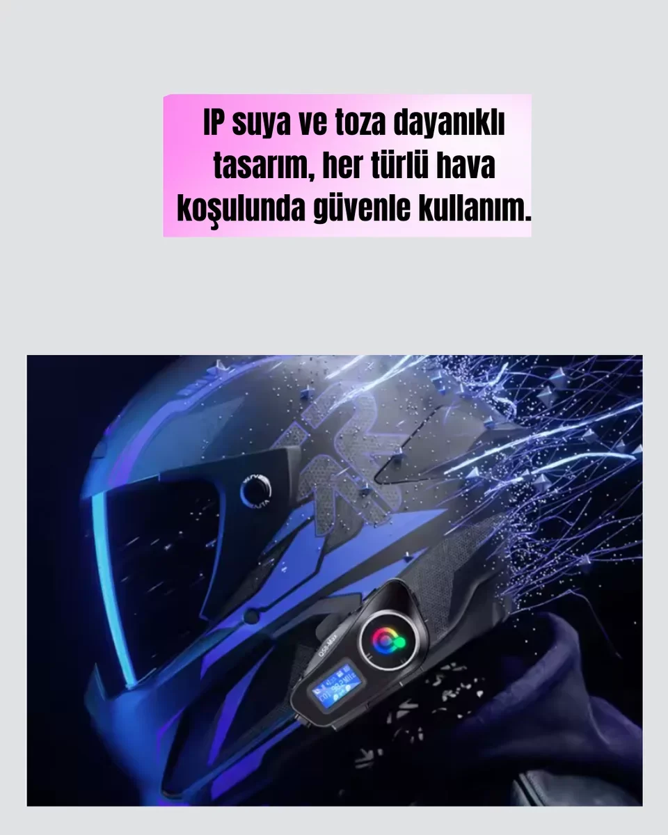 IP65 Suya Dayanıklı Kask Bluetooth Kulaklık - FM Radyo ve LCD Ekranlı Yüksek Performanslı Motosiklet Kulaklığı
