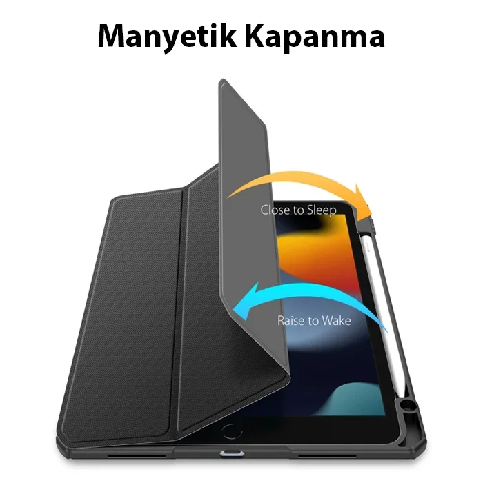 iPad 10.2" 2022 Kılıf Manyetik Uyandırma & Kalem Yerli Stand Manyetik Kapaklı