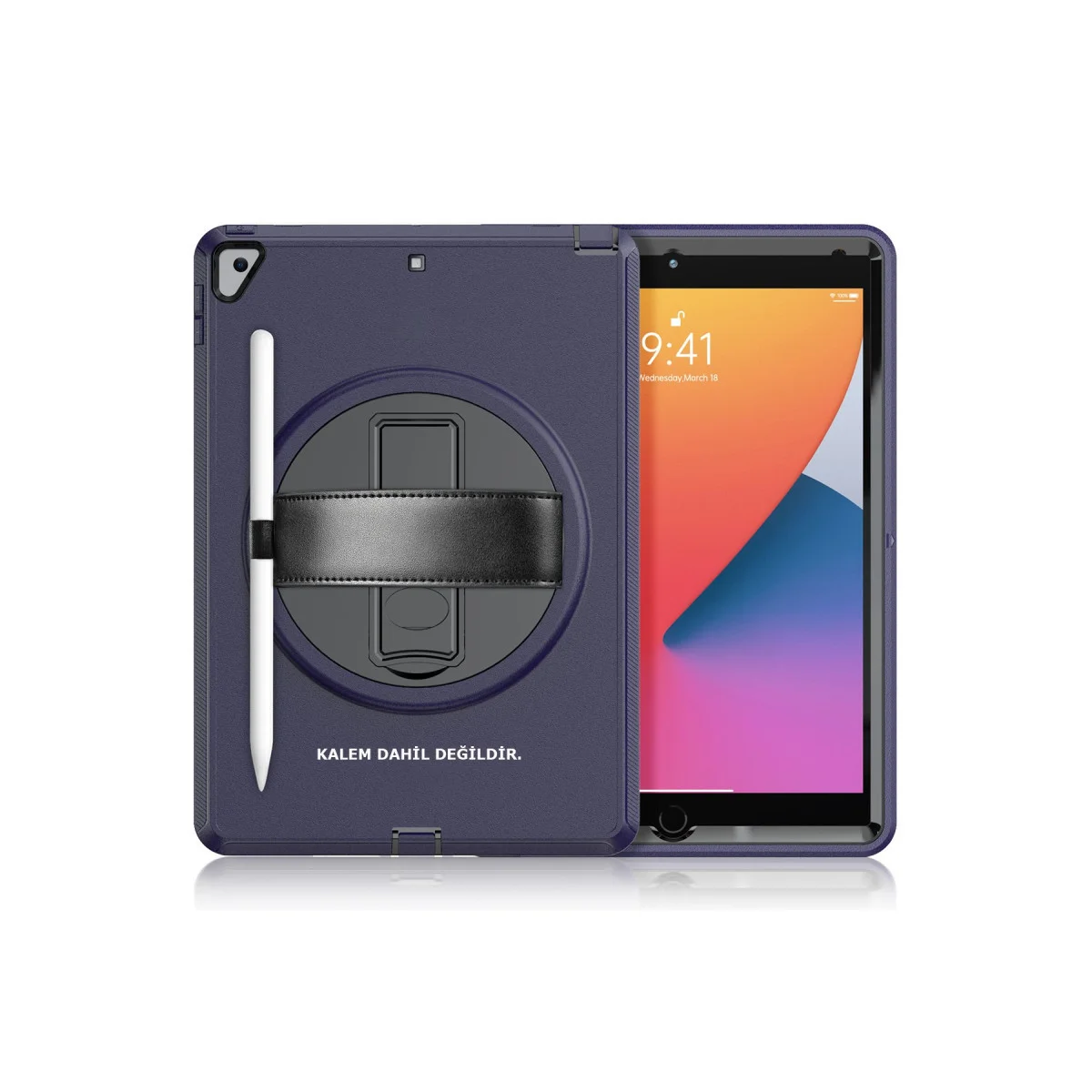 iPad 10.2 (7. Nesil) Hand Strap Tablet Kılıfı - Lacivert