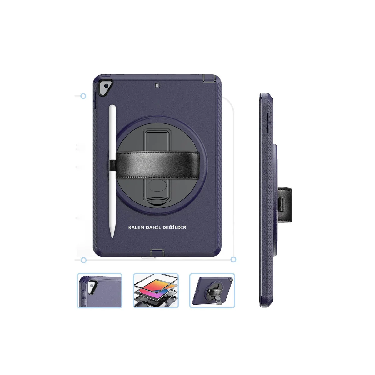 iPad 10.2 (7. Nesil) Hand Strap Tablet Kılıfı - Lacivert