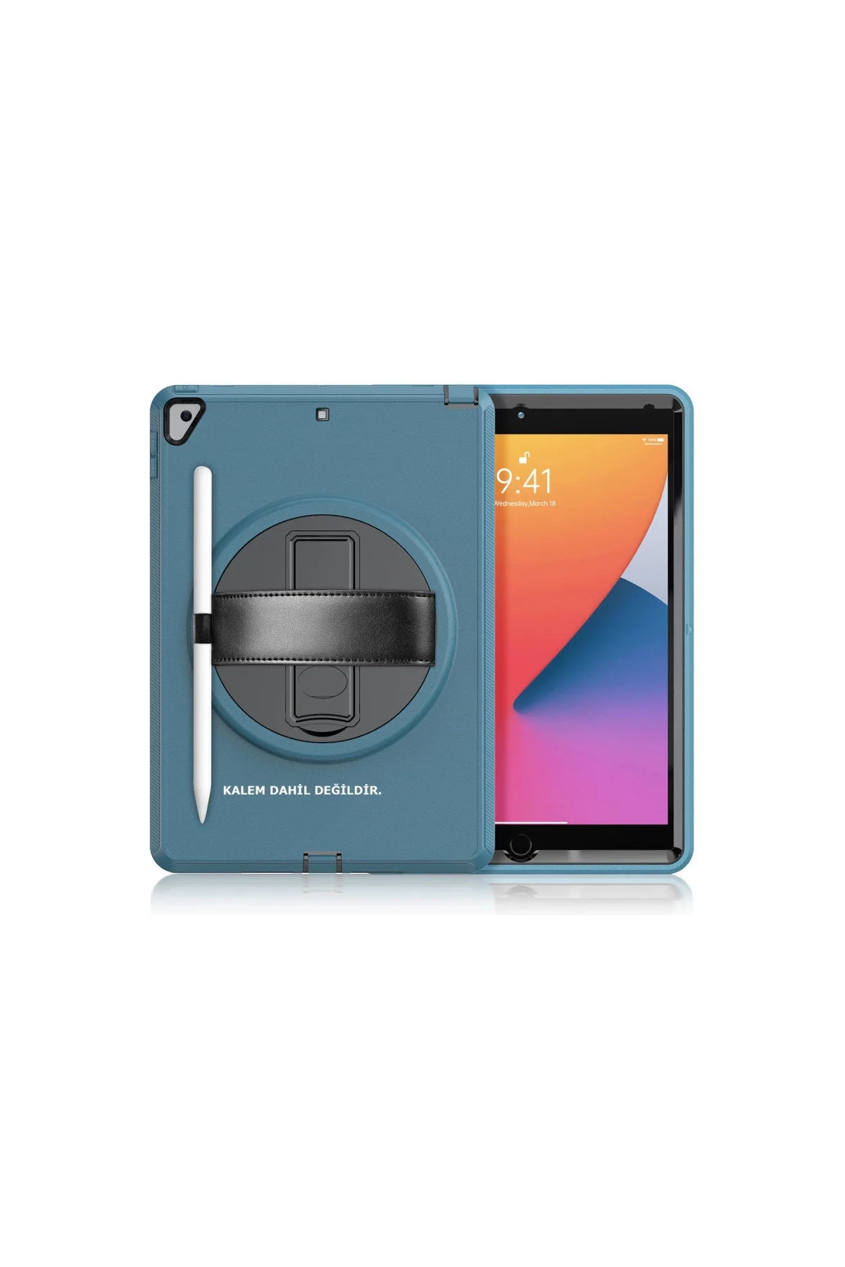 İpad 10.2 (7.nesil) Kılıf Hand Strap Tablet Kılıfı - Turkuaz