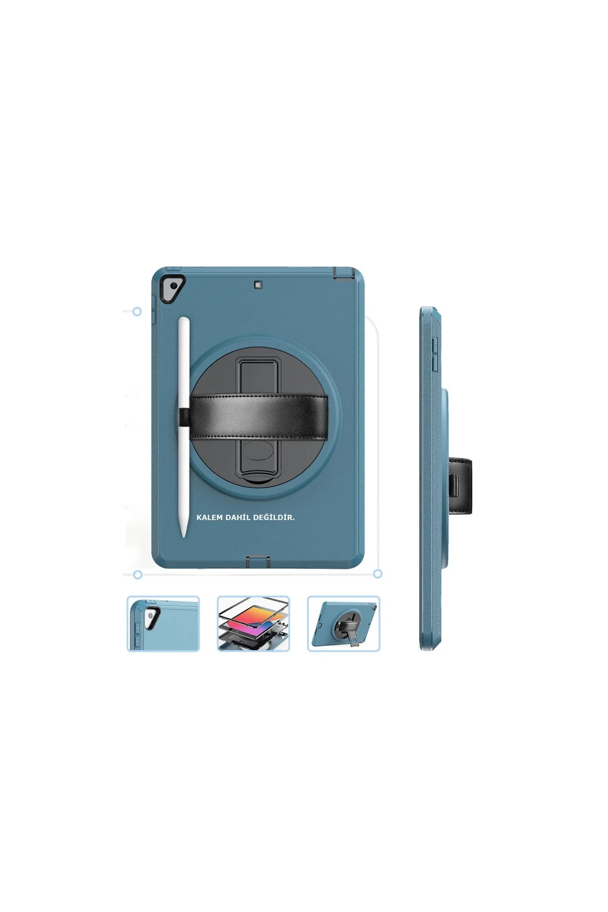 İpad 10.2 (7.nesil) Kılıf Hand Strap Tablet Kılıfı - Turkuaz