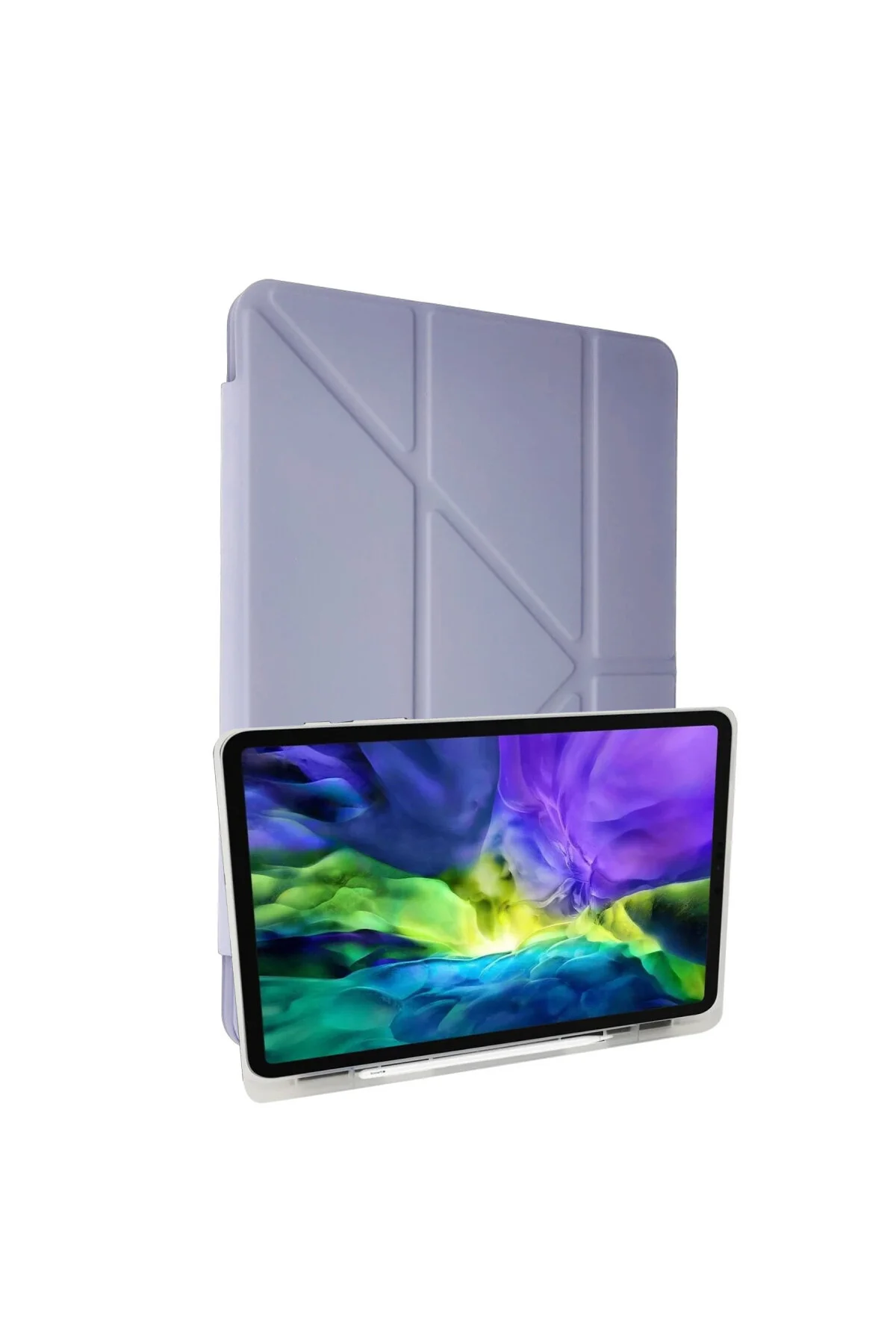 iPad 10.2 (8.nesil) Kılıf Kalemlikli Mars Tablet Kılıfı - Lila