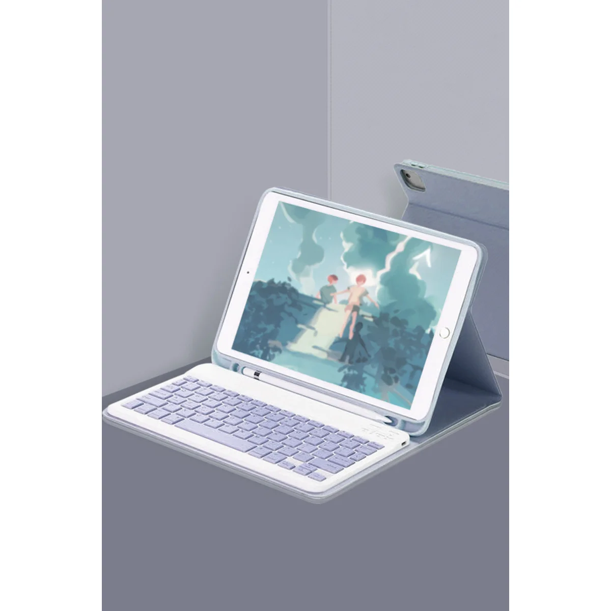 iPad 10.2 (9. Nesil) Smart Klavyeli Tablet Kılıfı - Lacivert