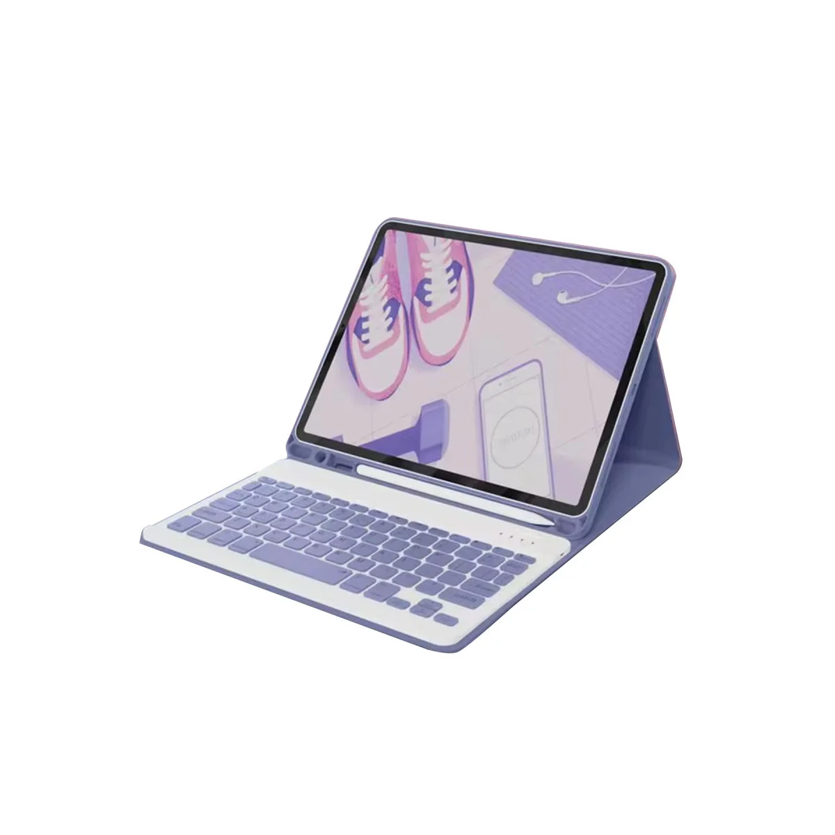 iPad 10.2 (9. Nesil) Smart Klavyeli Kılıf - Derin Mor KC01