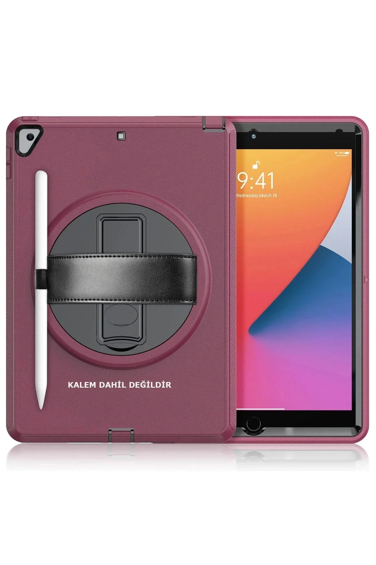 Ipad 10.2  uyumlu (7.Nesil) Kılıf Hand Strap Tablet Kılıfı - Mürdüm