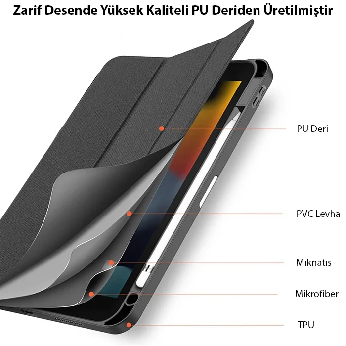 iPad 10.9" 2022 Kılıf Domo Series – Kalem Bölmeli Mıknatıslı Standlı Koruyucu Kapak