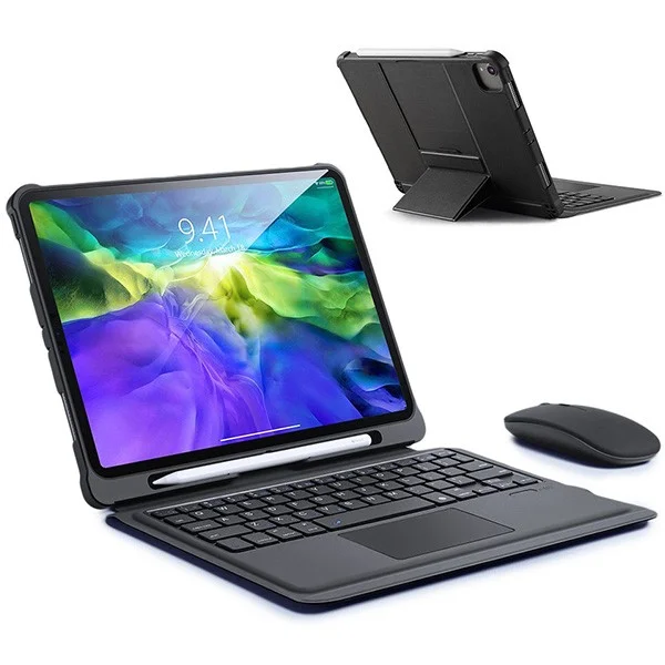 iPad 11 Pro & Air 10.9 Bluetooth’lu Klavyeli Kılıf – 100 Saat Pil, Touchpad, Manyetik Stand
