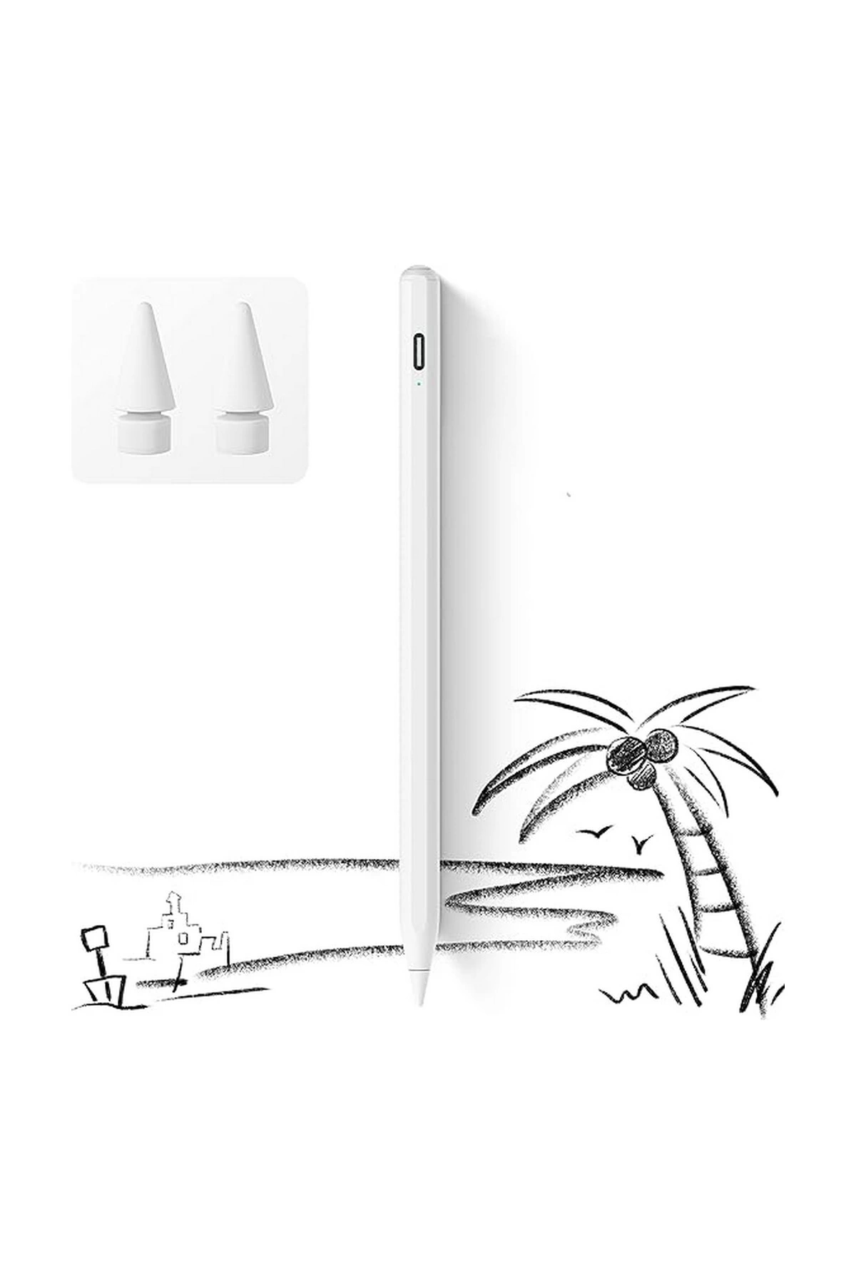 Just Cheap Store İpad 2018-2022 İçin Düğmeli Stylus Kalem, Avuç İçi Reddetme Aktif